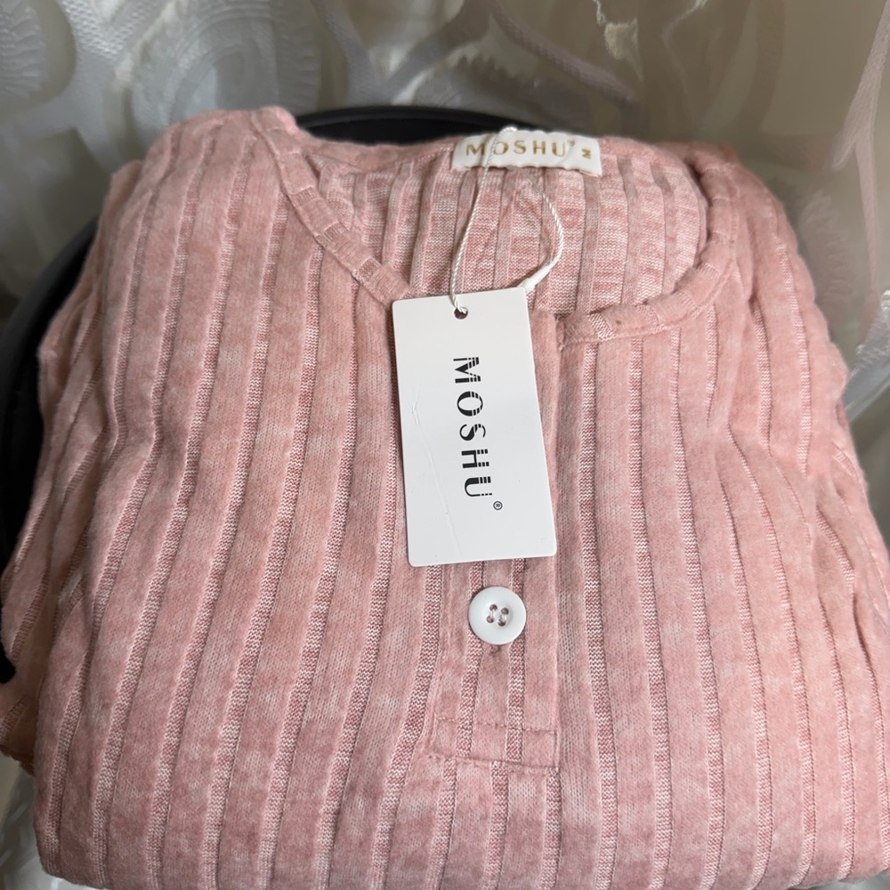 Blush Ribbed lounge Set - Picture 4 of 6